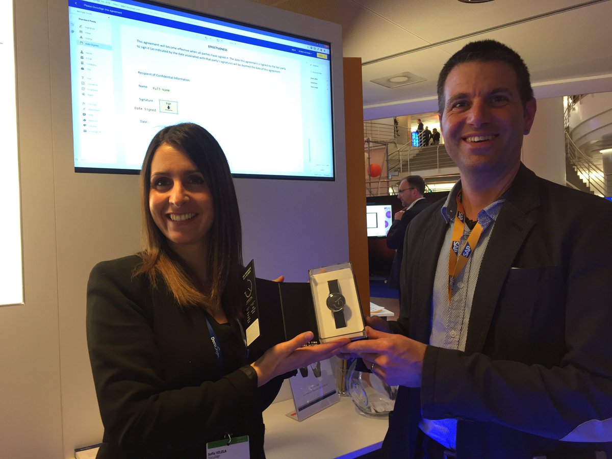 VILELASofia's tweet photo. Congrats to Patric who just won his smart watch at the @DocuSignDACH booth at the #SAPForumBasel https://t.co/eFf1TQv57h