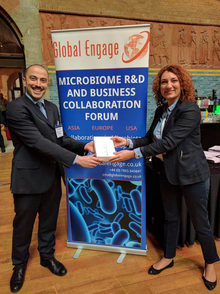 GHambrook's tweet photo. #GEMB17 - The iPad mini winner at the #Microbiome and #probiotics Forum goes to Ioana Iorga from Nizo. https://t.co/uijrGqzIwn