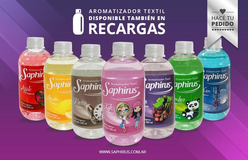 #Saphirus #AromatizadoresTextiles Disponibles también en #RECARGAS!!!
Realiza hoy tu pedido! saphirus.com.ar/aromatizador-t…