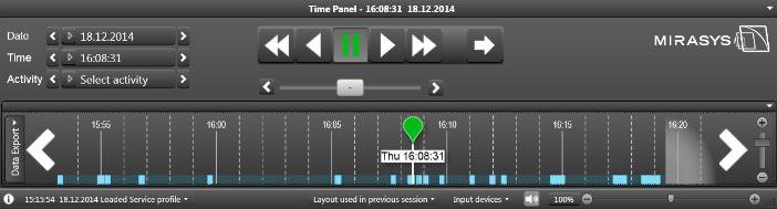 In Mirasys Spotter you can detect activities in the cameras that are in the work area in a selected range of time from the Time Panel.