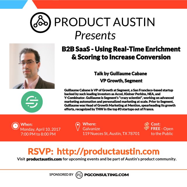 VP of Growth at <a href="/segment/">Segment</a> is <a href="/productaustin/">Product Austin</a>'s featured speaker Mon Apr 10:
meetup.com/ProductAustin/…
#prodmgmt #growth #SaaS #B2B