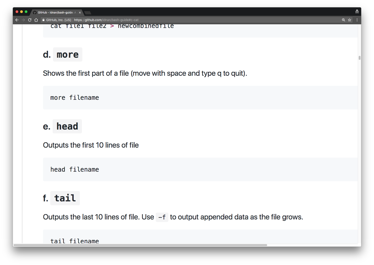 Bash Guide - github.com/Idnan/bash-gui… Big list of bash operations on one page. Simple examples to try out. Improve your command line skills 💻