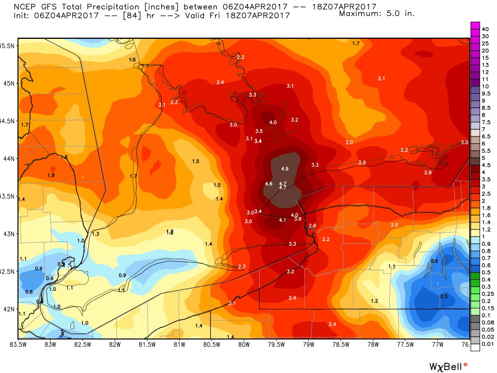 AnthonyFarnell's tweet image. Last 3 GFS runs consistently place 100mm+ precip bullseye over Toronto Thursday/Friday. Concerned for flooding &amp;amp; higher elevation wet snow.