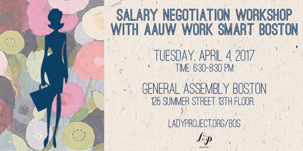 bosladyproject's tweet photo. Our @AAUW Work Smart #Boston salary negotiation workshop is SOLD OUT! Who will we see tonight!? #EqualPayDay #BOSLP https://t.co/NZnnnrqvxZ https://t.co/2vJT4SZauc