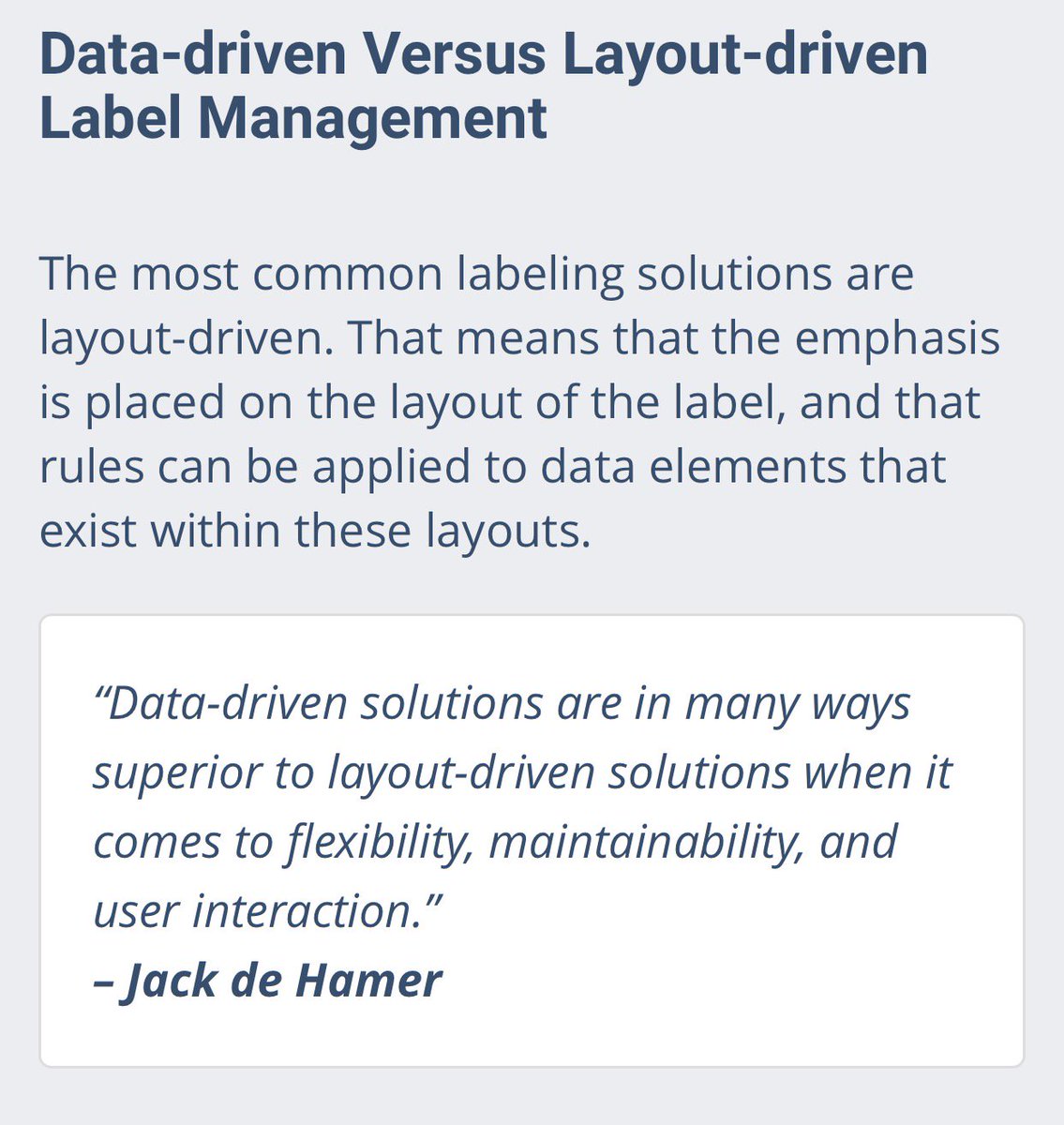 judith2509's tweet photo. Label layout driven approach #singleunit #coding #pfizer #gs1hcconf Why not #data-driven? #flexible #maintainable https://t.co/VvU4g8QD1E https://t.co/bzoBxjO6dn