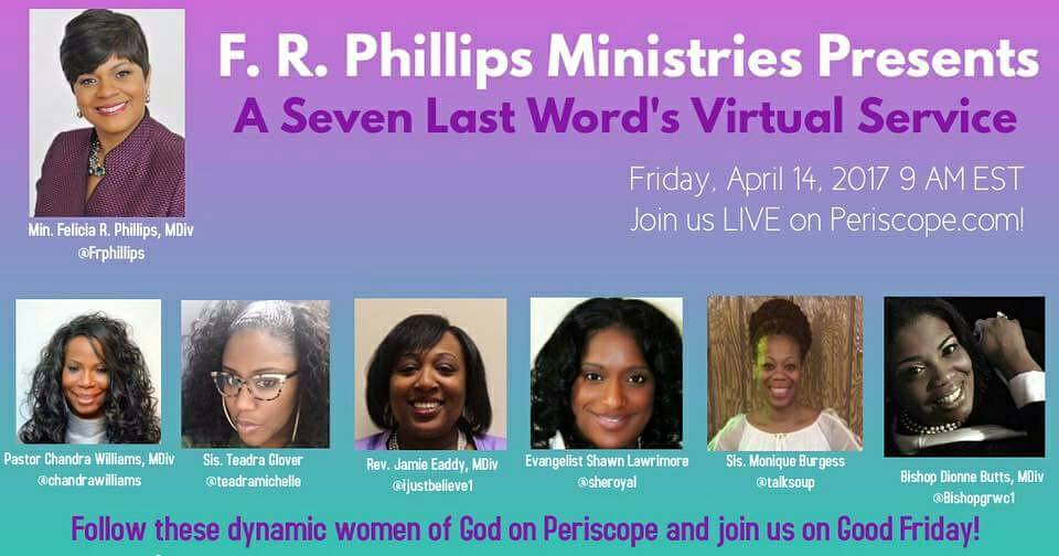FRPSpeaks's tweet photo. Follow us on Periscope and invite your friends to join us on Good Friday. #WomeninMinistry #PreachingWomen #GoodFriday #7LastWords #FRPM https://t.co/jJz5llqvwj