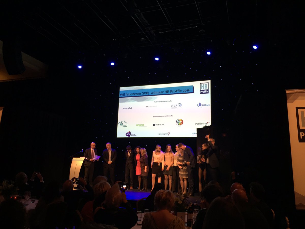 SkillsTown's tweet photo. "Indrukwekkend HR beleid" zo zei de jury. Gefeliciteerd met deze prachtige prijs! #hrproffie @HRProffie @GVBnieuws https://t.co/HfQv0fZrIM