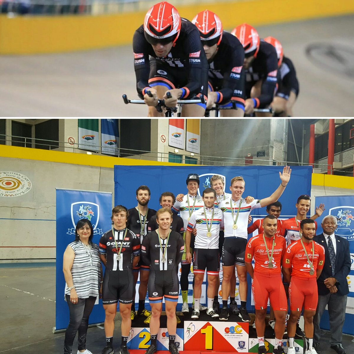 2nd today for us in die TP, our fastest time ever on Bellville Velodrome 4min31.  Missing gold by 0.61 seconds