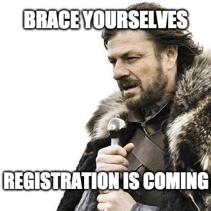 DukeRegistrar's tweet photo. #DukeEnroll starts tomorrow, 4/5. Check your window on #DukeHub or at https://t.co/IUpqj9mXip #braceyourselves https://t.co/0EVn53PRlW