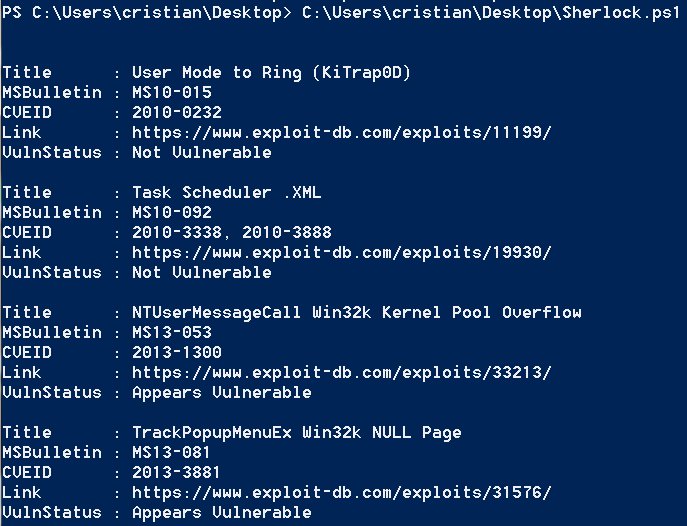 SeguInfo's tweet image. Sherlock: script en PowerShell para escalar privilegios que incluye 9 CVEs dlvr.it/NpMCL8 #herramientas #penetration_test