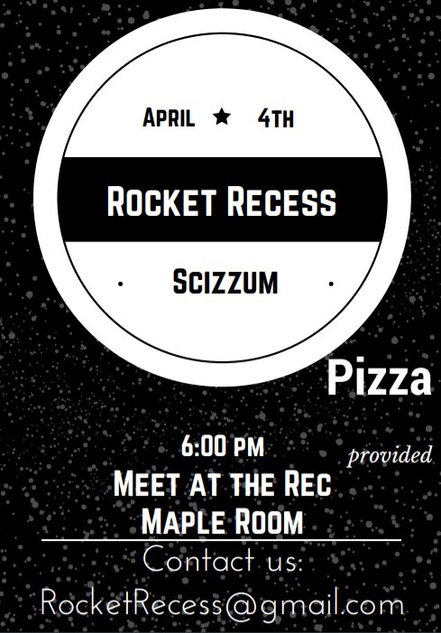 RocketRecess's tweet image. Hey everyone!, Don't forget we've got an event at 6pm today, there will be pizza provided! Come out and bring all your friends!!!