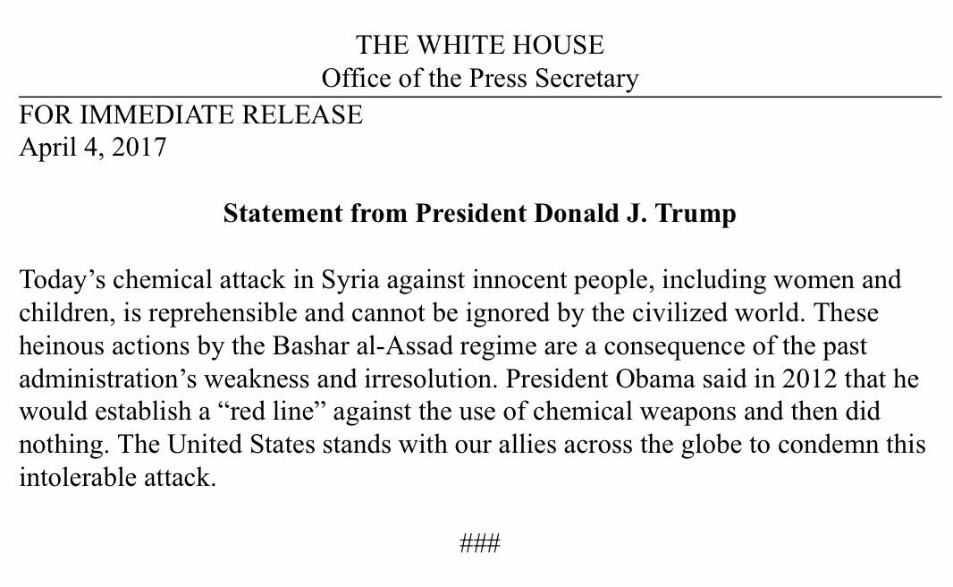 GlennThrush's tweet photo. Why politicize and weaken an otherwise important rebuke of Assad with an unprovoked shot at Obama? https://t.co/LCMJSrHV4v
