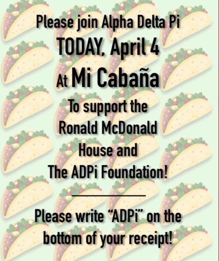 Head downtown to Mi Cibaña and support ADPi and their percentage night!