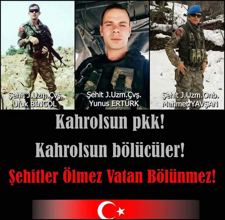 #Şırnak Gabar'da hainlerin yerleştirdiği patlayıcının infilak etmesi sonucu 3 askerimiz şehit oldu.
Acımız büyük.
Başın sağolsun Türkiyem...
