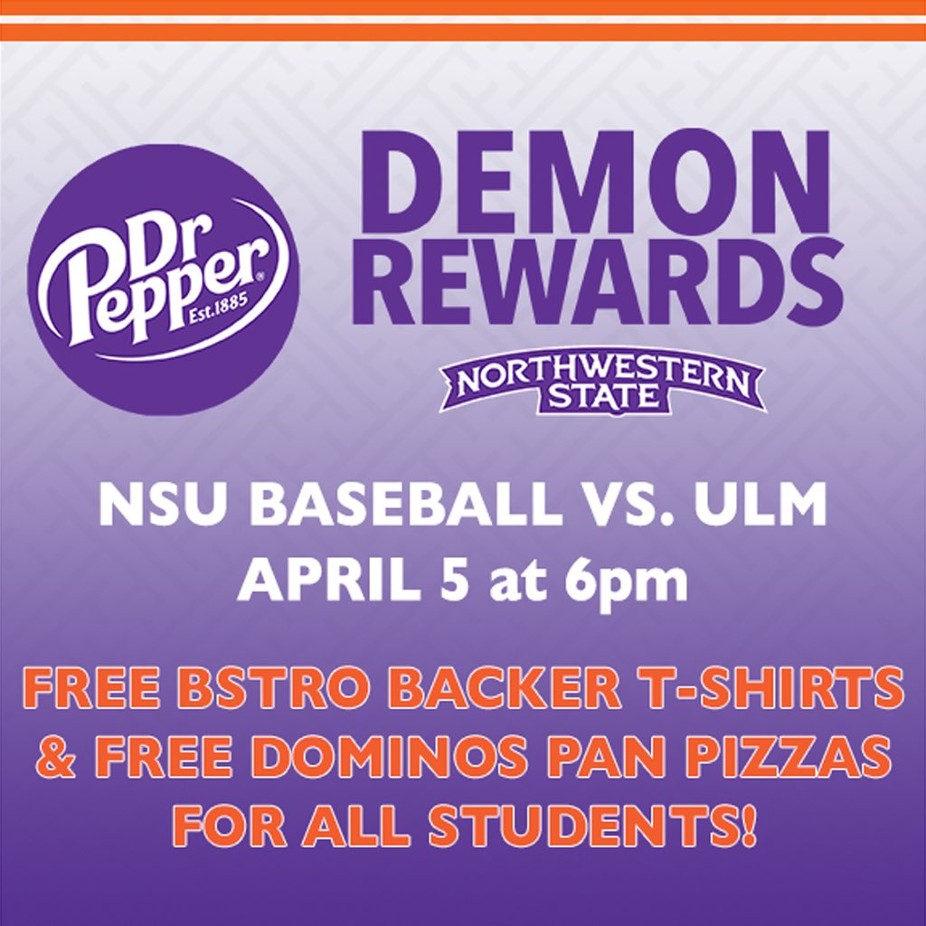 NSUDemons's tweet photo. Students, come out to baseball tomorrow and get FREE gear and FREE dinner! They will go fast, so make sure you get there early 🤘🏻😈 https://t.co/XtN8wI5sIw