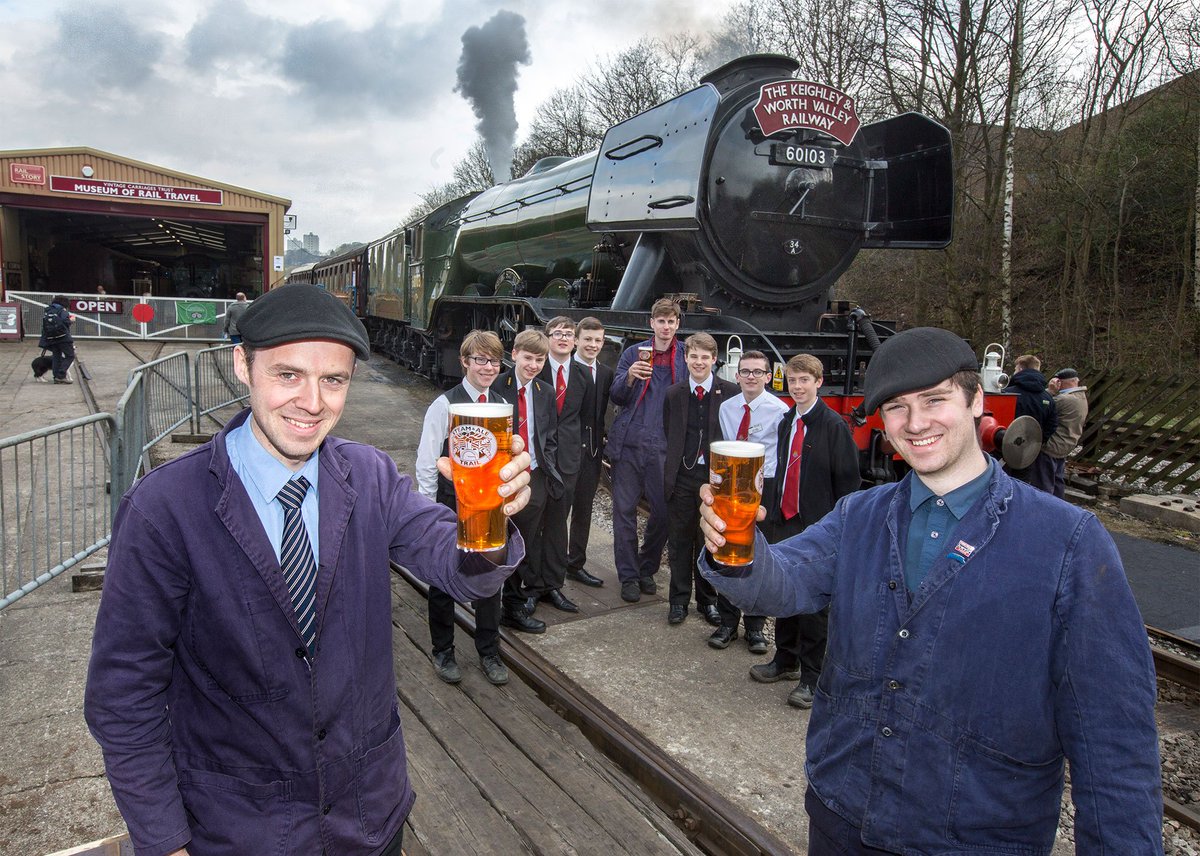 TimothyTaylors's tweet photo. We had a great time at the @WorthValley Railway, meeting the crew of the famous #FlyingScotsman. They loved our new #KnowleSpringBlonde. https://t.co/F1JAAdUbNc