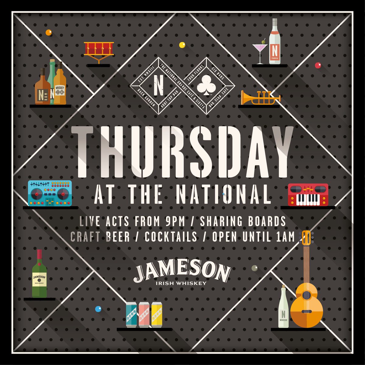 Every Thursday eve until late - Cocktails / Sharing Boards / Live Music #TheNational
