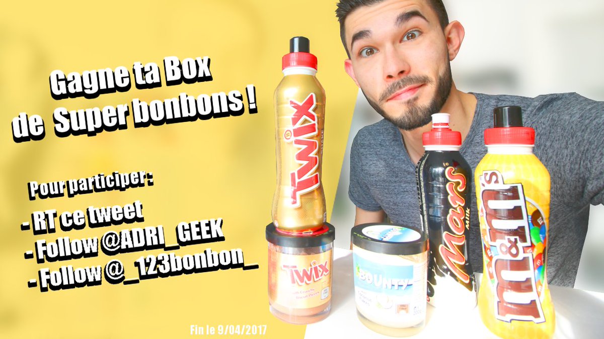 ADRI_GEEK's tweet image. 🔥 CONCOURS 🔥

Gagne ta Box de supers bonbons ! 🎁 🍬 🍭

RT + Follow @_123bonbon_ &amp;amp; @ADRI_GEEK 

Découvrez les ici ➡️ youtube.com/watch?v=l-mNI2…