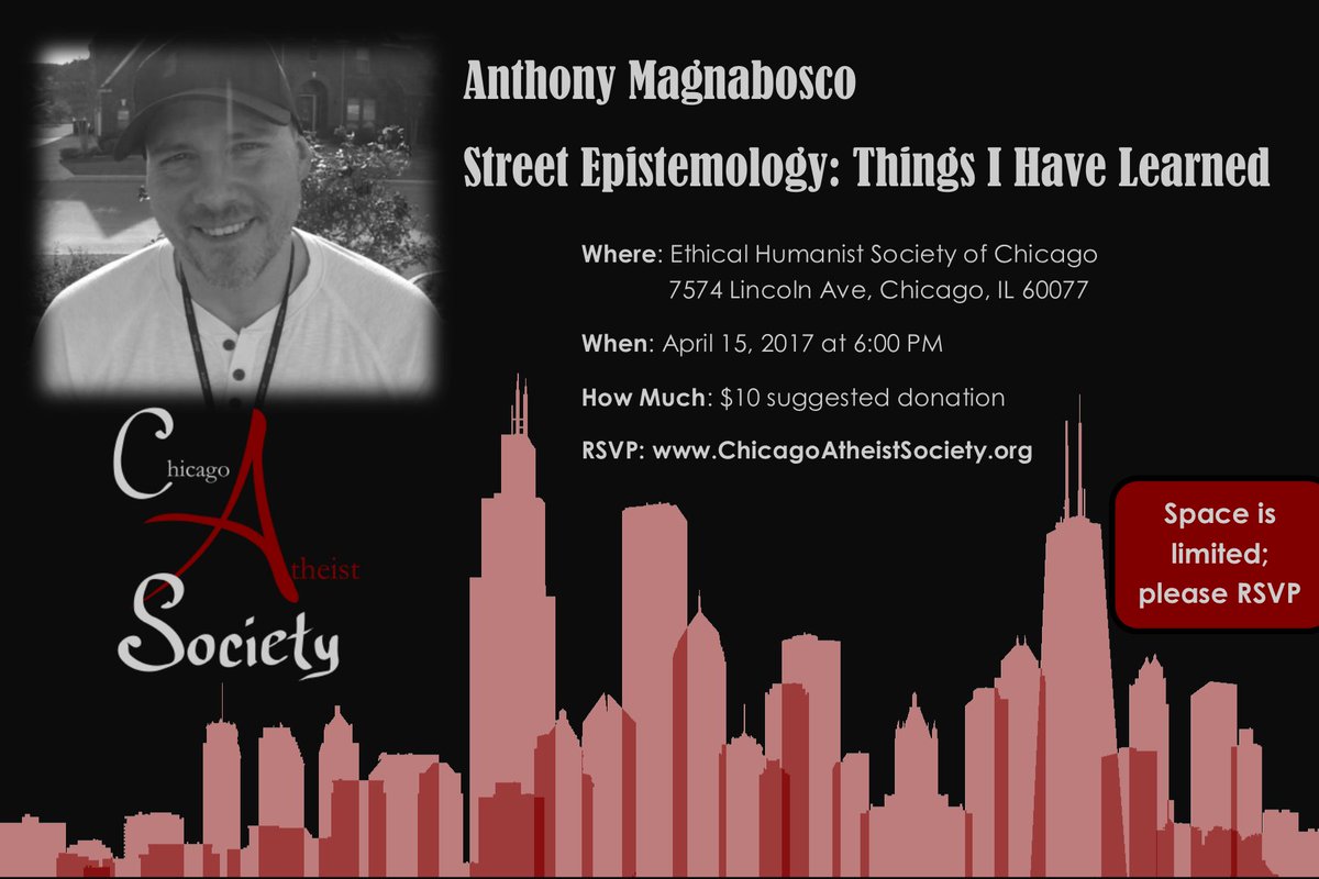 ChicagoAtheists's tweet photo. Coming soon to Chicago - Anthony @magnabosco! We're so excited! There's still room; more info and sign up at https://t.co/JhCuOTiQEV https://t.co/qpQxLst0QX