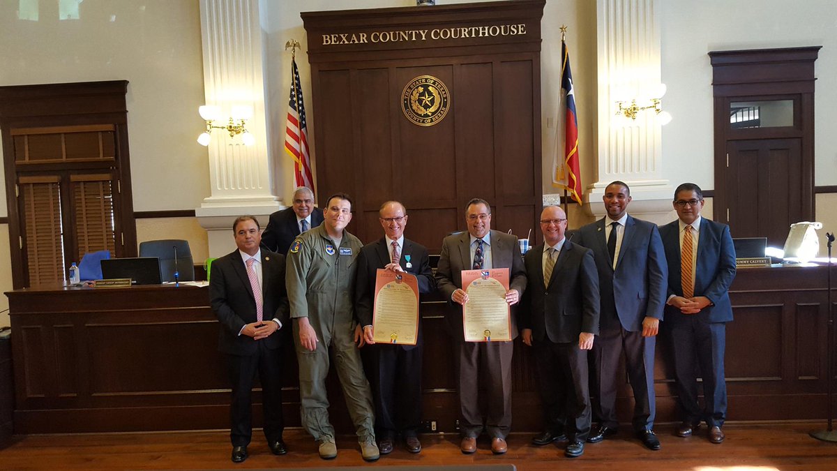 PortSanAntonio's tweet photo. Thanks to @BexarCounty Commissioners Court for today's centennial proclamation honoring those who created Kelly Field/Kelly AFB. #KellySA100 https://t.co/yxElg18bMG