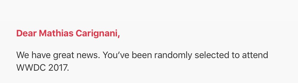 mathcarignani's tweet photo. Got my WWDC ticket! See you there! 🎉 #wwdc2017 https://t.co/Y2pvJlQhBI