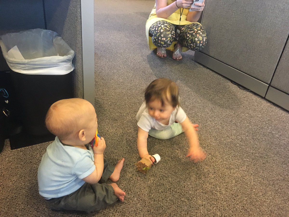 MediaEmpress's tweet photo. How can you have a bad day when your cubicle becomes baby territory at lunch everyday?? #lifeatcsi #ilovebeingauntie #myjobrocks ❤❤ https://t.co/AQkAiBRSDS