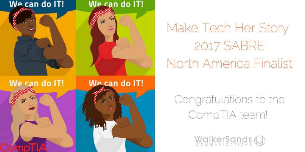 WalkerSands's tweet photo. Congrats to our @CompTIA team! #MakeTechHerStory is a finalist in the @holmesreport's 2017 #SABREawards! More here: https://t.co/ICMX6SzZMY https://t.co/ZQ8jnMyzVL