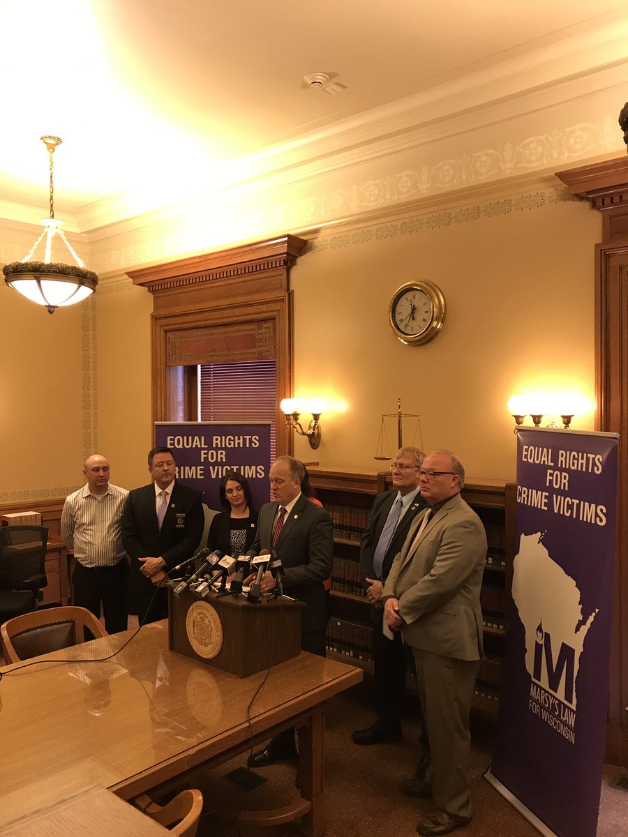 TheStrace's tweet image. #ML4WI press conference in Madison. AG and law enforcement officials explaining why a constitutional amendment needed in Wisconsin.