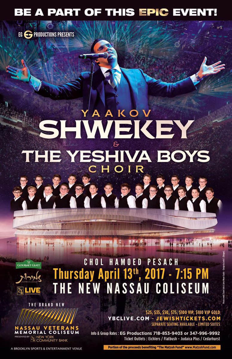 MusicNewsCenter's tweet photo. Be A Part Of This EPIC Event! On Thursday #CholHamoed With @ShwekeyOfficial The @YBCchoir &amp; @ZemirosGroup #EGProductions https://t.co/204gRsiSs9