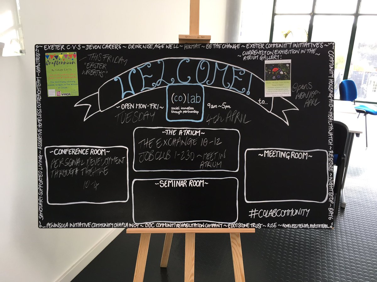 CoLabWelcome's tweet image. Refreshed Welcome Board in the beautiful Spring evening light! @CoLabExeter @LearnatECVS #colabcommunity