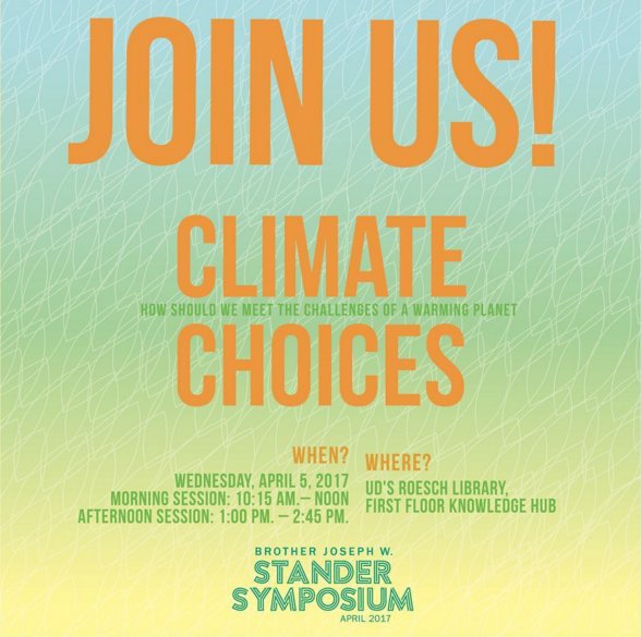 Tomorrow is our Climate change dialogue happening as a part of the <a href="/UDstander/">Stander Symposium</a>. Two sessions in the library, come out and speak out!