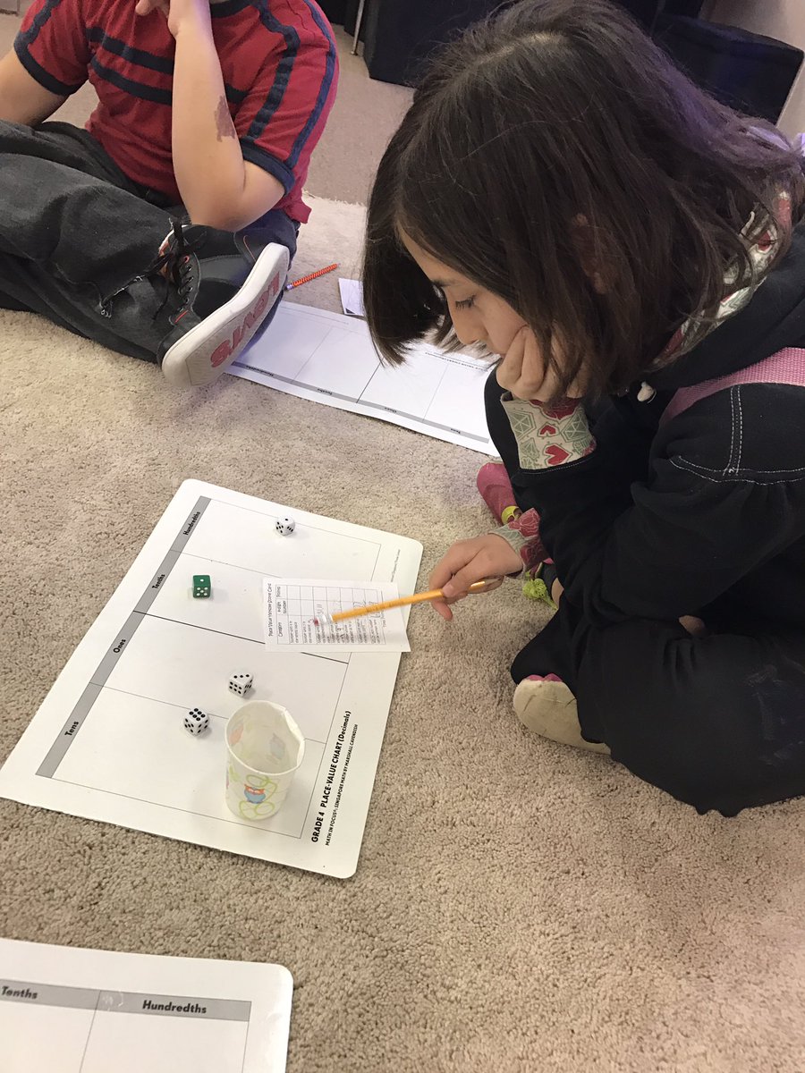 MsBest4's tweet photo. Thanks to @kahflyers for the decimal Yahtzee!   Ties in perfectly with reviewing after break!  #isdstrong #isd4thgrade https://t.co/wlPi42HR5n