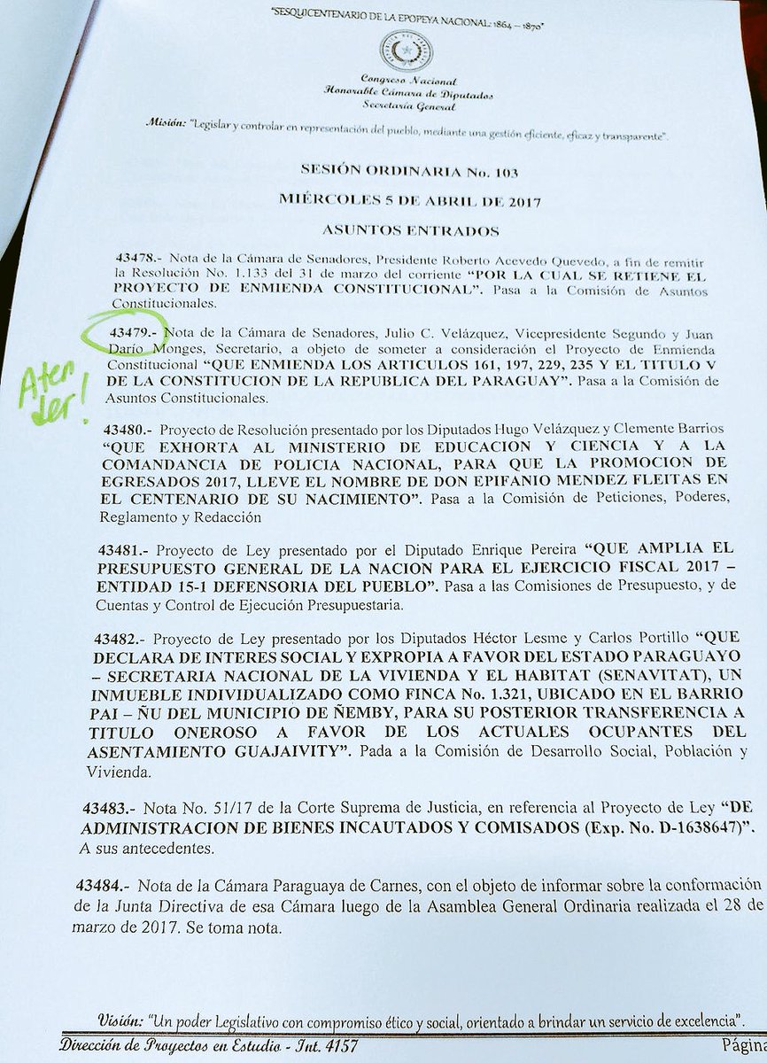 CarlosGomezPy's tweet photo. ATENCIÓN. Favor RT. Estemos atentos. Mañana, en sesión ordinaria, quieren ingresar el mamotreto de enmienda a Diputados. https://t.co/btAx4yWNMC