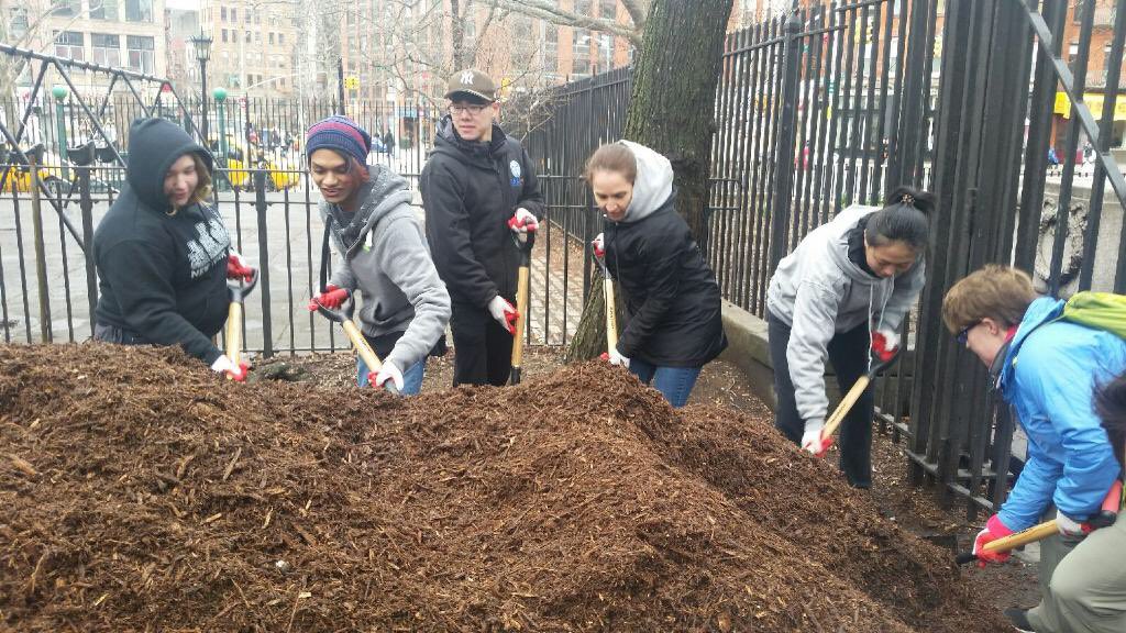 QCCASAP's tweet photo. This weekend we had a blast getting involved in the community. 13 student volunteers helped us beautify Seward Park in #nyc #qccasap https://t.co/kGstFvH16I