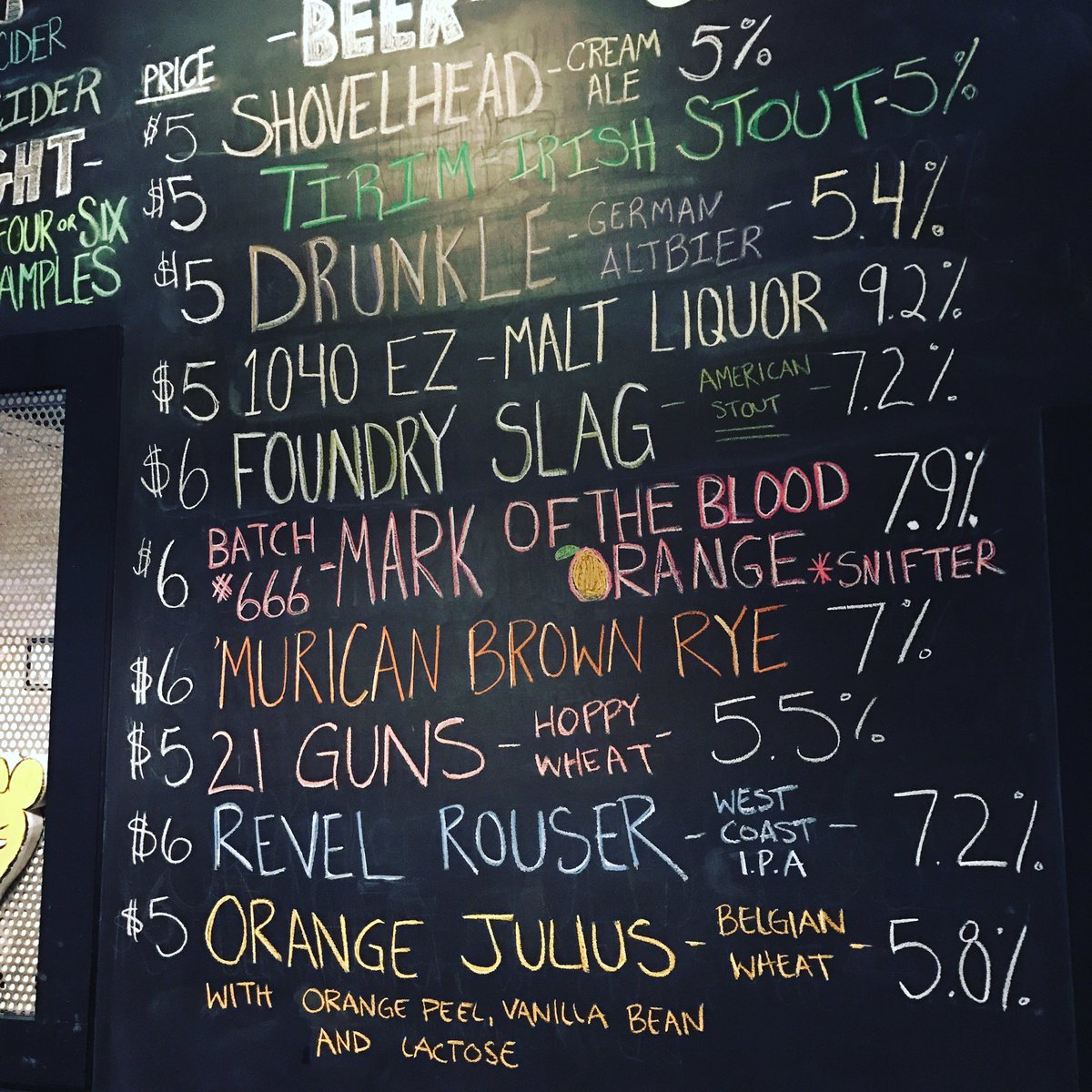 Today's taplist for Mug Club Day! #unrulybrewing #mibeer #mibeer #orangejulius