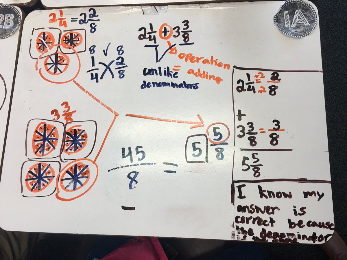 keysoflearning's tweet photo. Multiple ways to do problems! #CommonCoreMath #AddingMixedNumbers #WhiteboardDesks https://t.co/7wCBdE85Oo