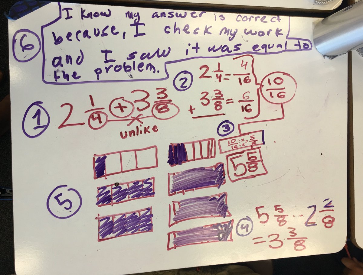 keysoflearning's tweet photo. Multiple ways to do problems! #CommonCoreMath #AddingMixedNumbers #WhiteboardDesks https://t.co/7wCBdE85Oo