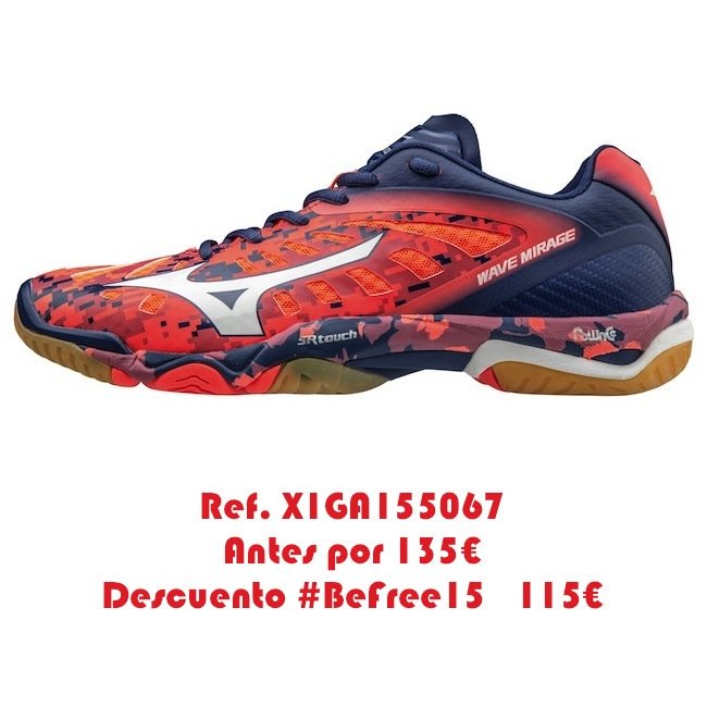 freehandball's tweet photo. Unas Mizuno WAVE MIRAGE para chic@ con tu descuento #BeFree15 por sólo 115 euros, envío incluido. WhatsApp 658858201 https://t.co/FEt4QugbT7