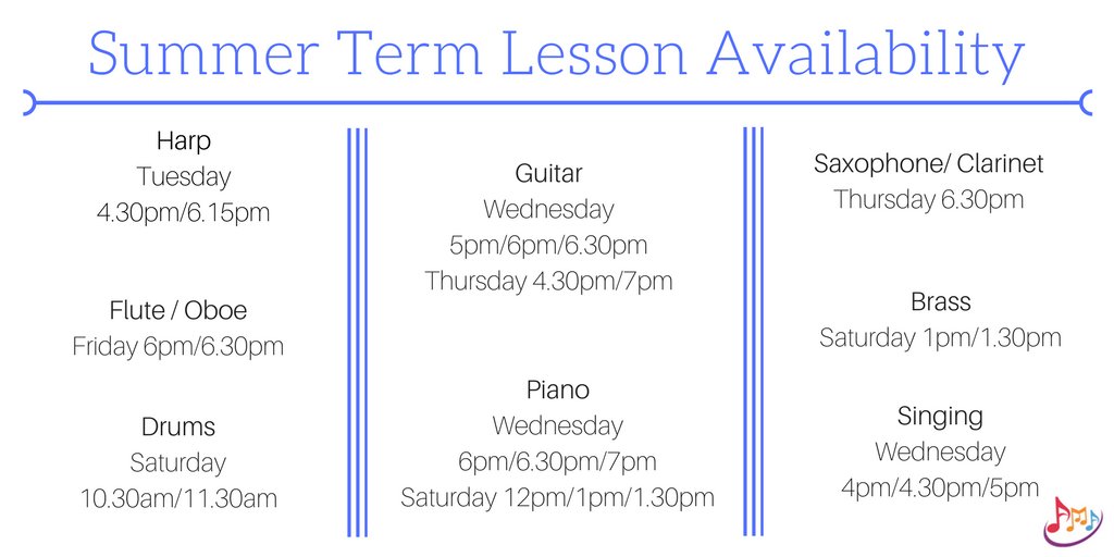 It may be the Easter holidays but we're already looking forward to the Summer term! Here is our lesson availability for summer #Altrincham
