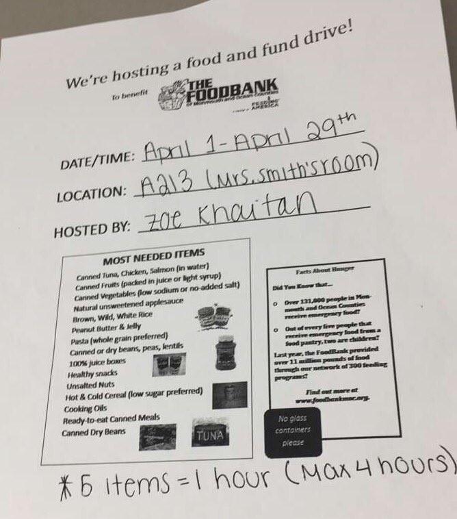 ColtsNeckNHS's tweet photo. If you are still in need of hours, Zoe is running a food drive!  5 items= 1 hour, max of 4 hours https://t.co/YtrTZi7Fz3