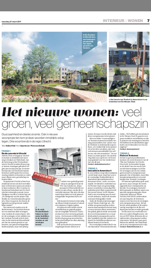 LauraZuidgeest's tweet photo. Woontrends @ADnl #deeleconomie Delen met je buren:tuin, bbq, bakfiets, skelter, oppas, groentekas... En eigen huis+terras! @deeltuinutrecht https://t.co/u2Jsrv1DCM