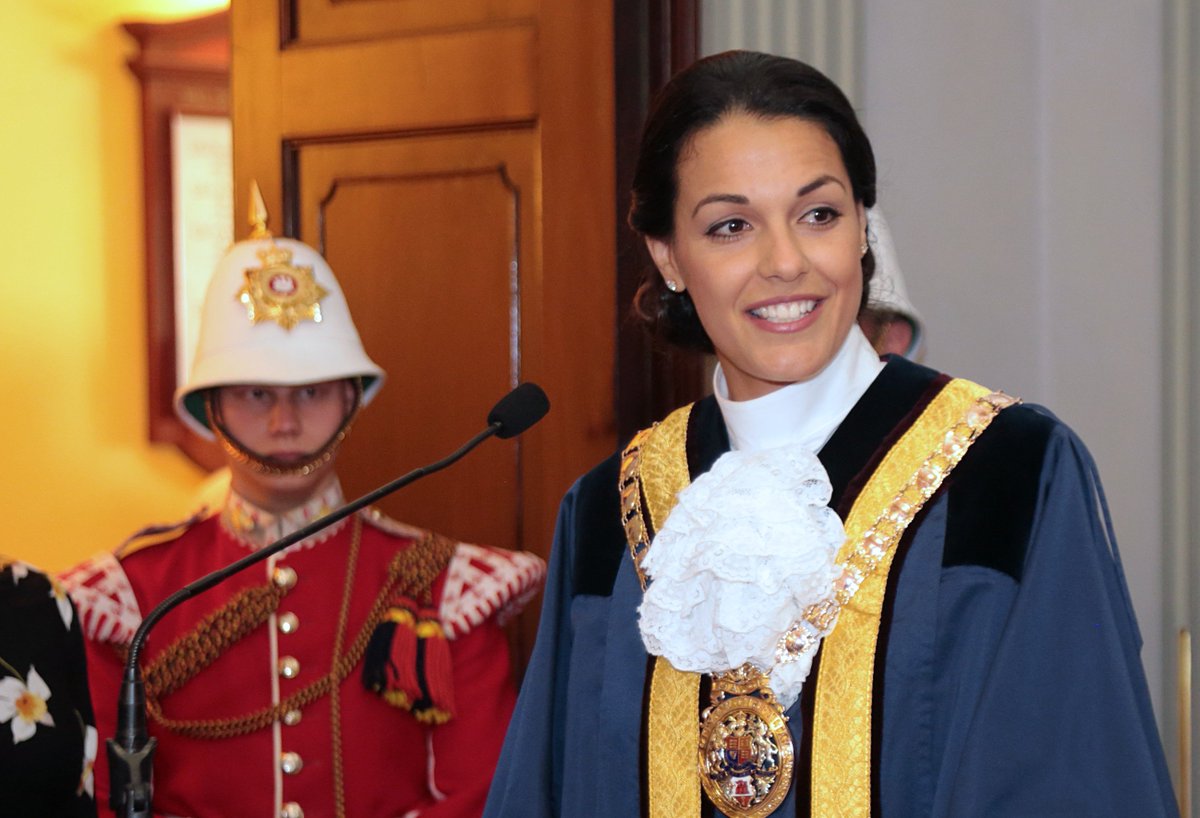 GibraltarGov's tweet photo. The investiture of #Gibraltar's new Mayor Kaiane Lopez GMH and her Deputy, John Gonçalves MBE, GMD took place this afternoon @GibraltarMayor https://t.co/hBOKfoQlVj