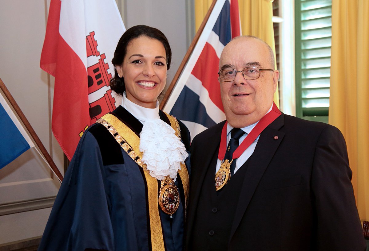 GibraltarGov's tweet photo. The investiture of #Gibraltar's new Mayor Kaiane Lopez GMH and her Deputy, John Gonçalves MBE, GMD took place this afternoon @GibraltarMayor https://t.co/hBOKfoQlVj
