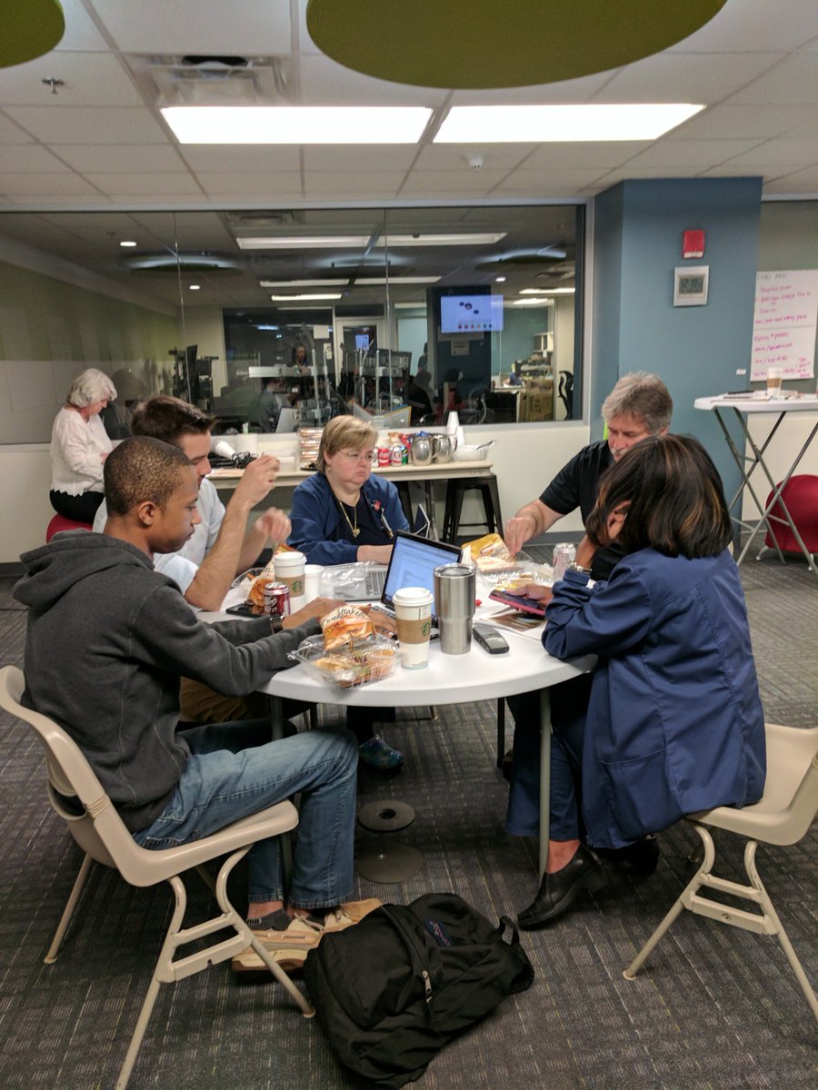 AtriumNavicent's tweet image. Students at our #Code4Care follow up! Today they&apos;re back to do a Minimal Viable Product (MVP) exercise! @MercerYou @BibbSchools #HealthTech