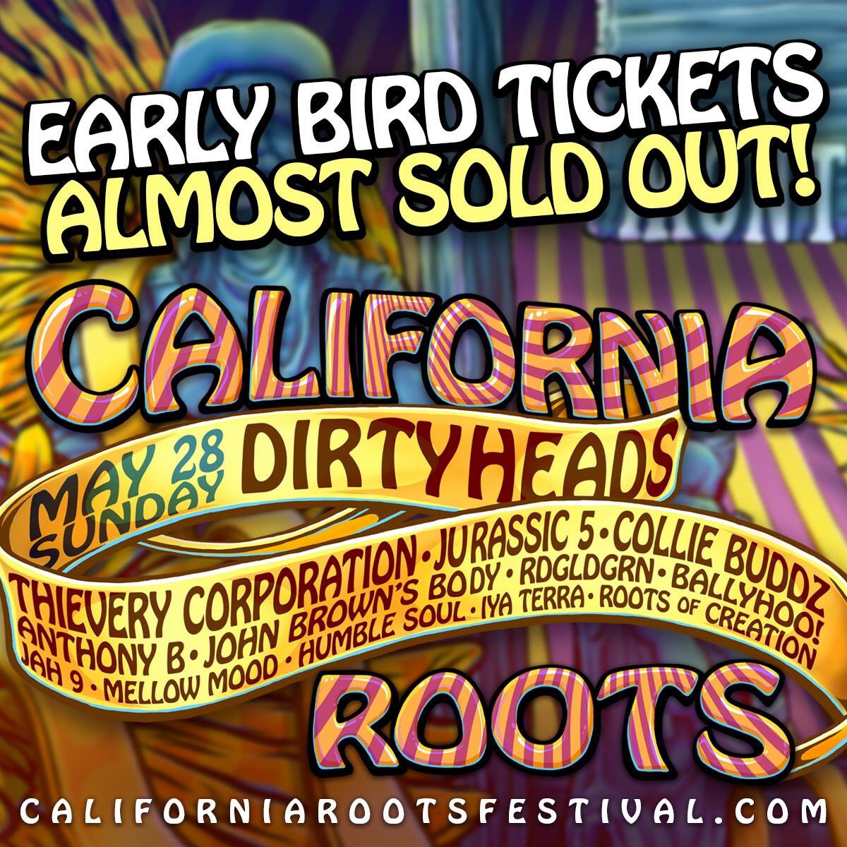 Calrootsfest's tweet image. #LowTicketWarning Sunday Single day tickets to California Roots 2017 are ALMOST Sold out! 

Secure your ticket Now▶ californiarootsfestival.com/tickets