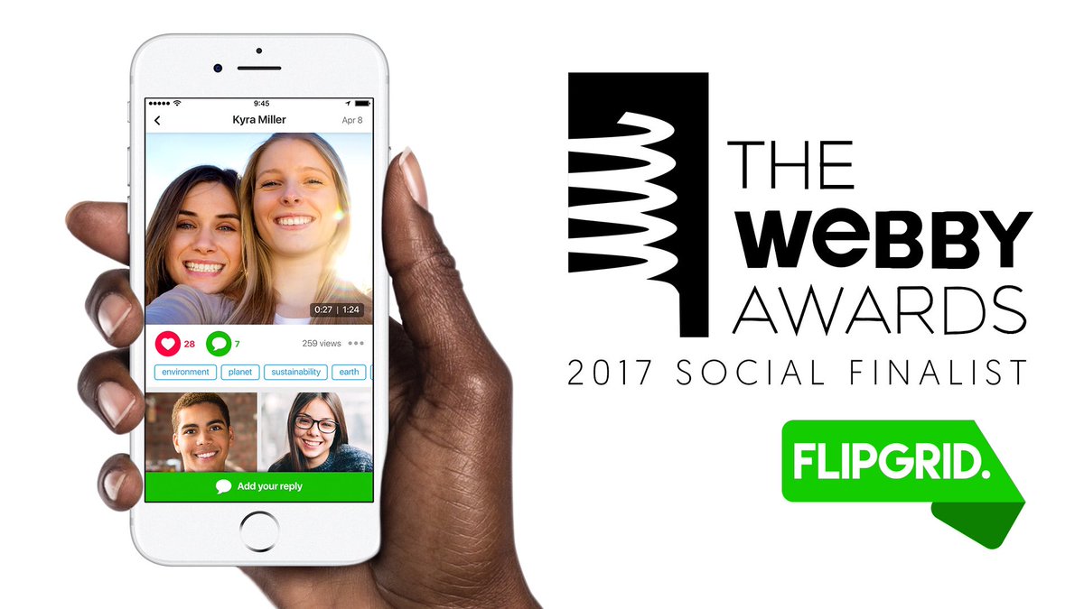 What an honor 🎉 @Flipgrid is a finalist in <a href="/TheWebbyAwards/">The Webby Awards</a> Social category! Please vote for an #EdTech tool to win 😎 vote.webbyawards.com/PublicVoting#/…