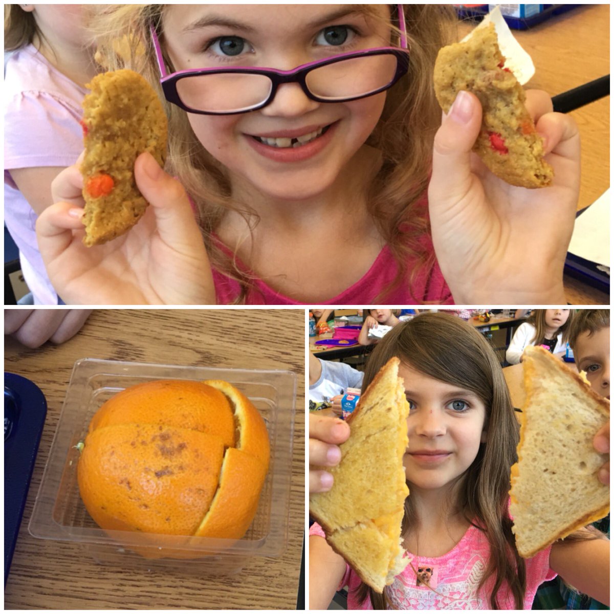 kemperson1's tweet photo. Ss recognizing fractional parts in everyday life! #halves #fourths #learningatlunch #BetterNeverStops @ZwinkKISD https://t.co/ivulG18Pfq
