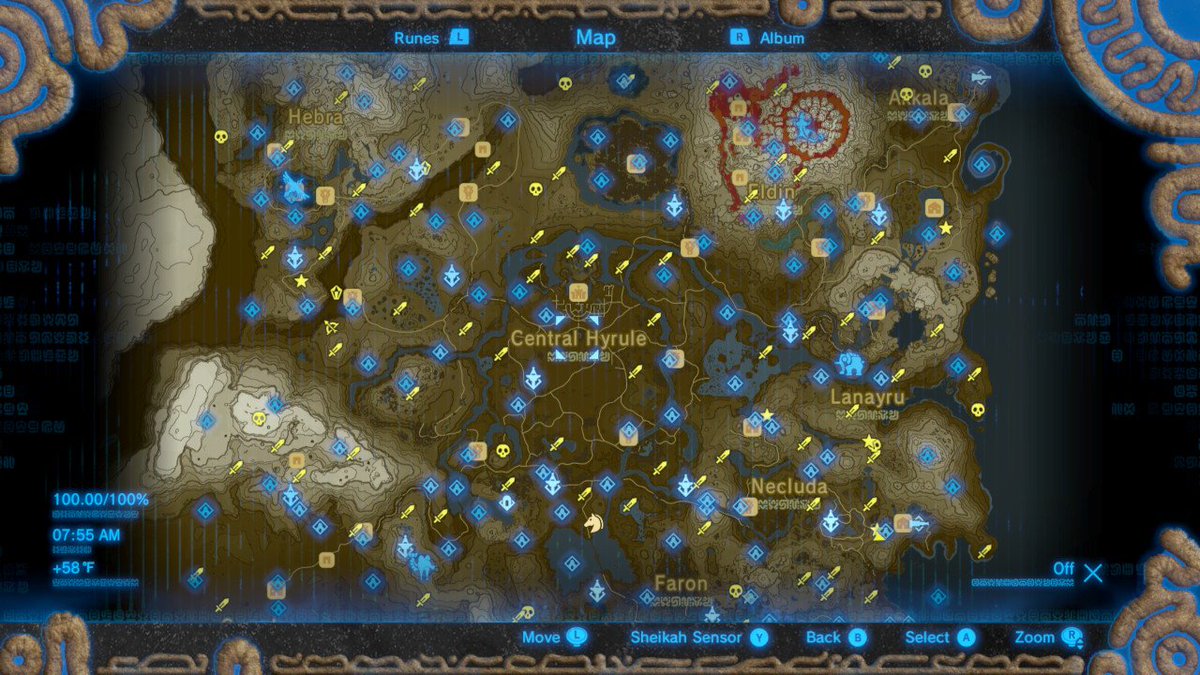 Carte Interactive Carte 120 Sanctuaire Zelda Breath Of The Wild