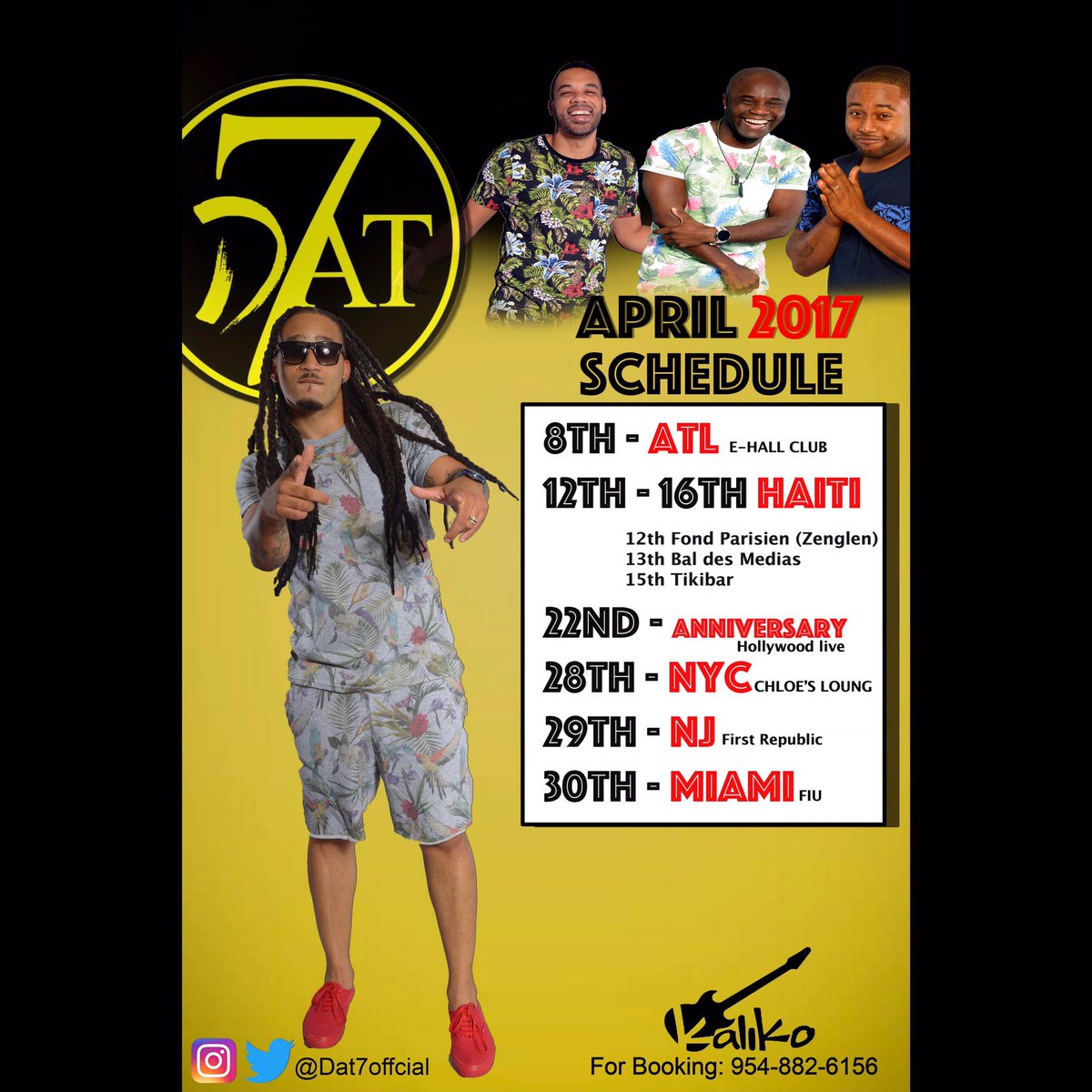 Vladous_'s tweet image. @dat7official #schedule for the month of #april,  #konpa  #epidat7 #band #live #music #haiti #haitian  #staytunedwellberightback 😏