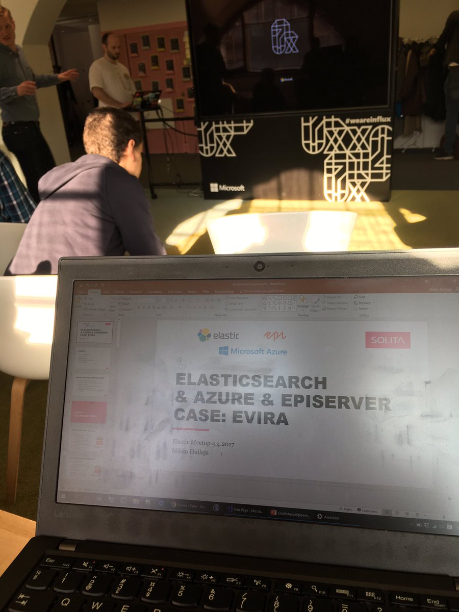 Huilaaja's tweet photo. While other presentation is on it's good time to finalize your slides #elasticsearch #azure #episerver. At @MSFTFlux in #ElasticMeetup https://t.co/18MY8YxZ6f